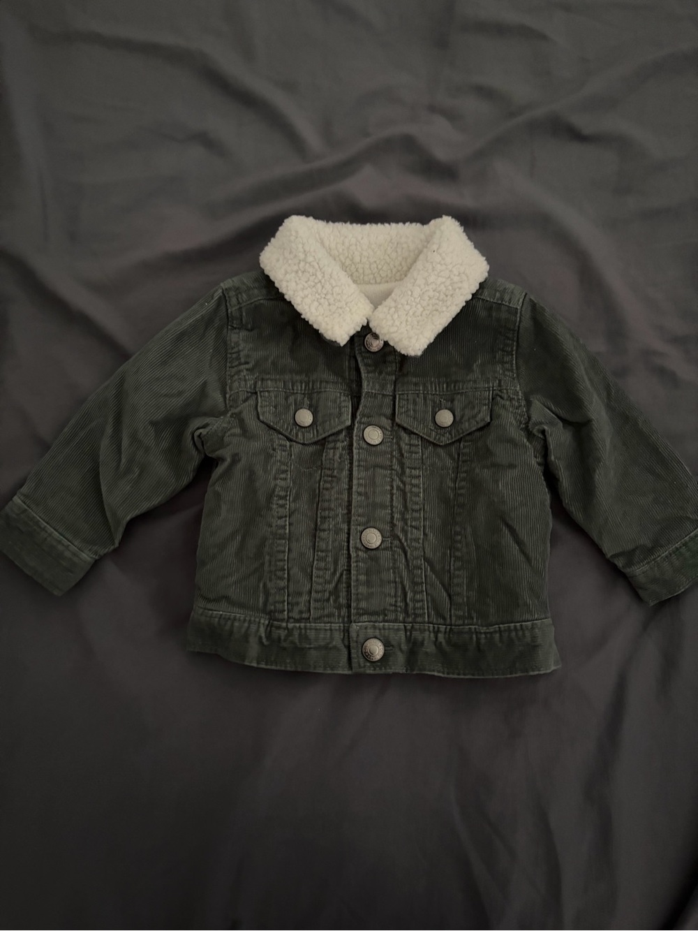 Old Navy Olive Green Corduroy Jacket with White Sherpa Collar